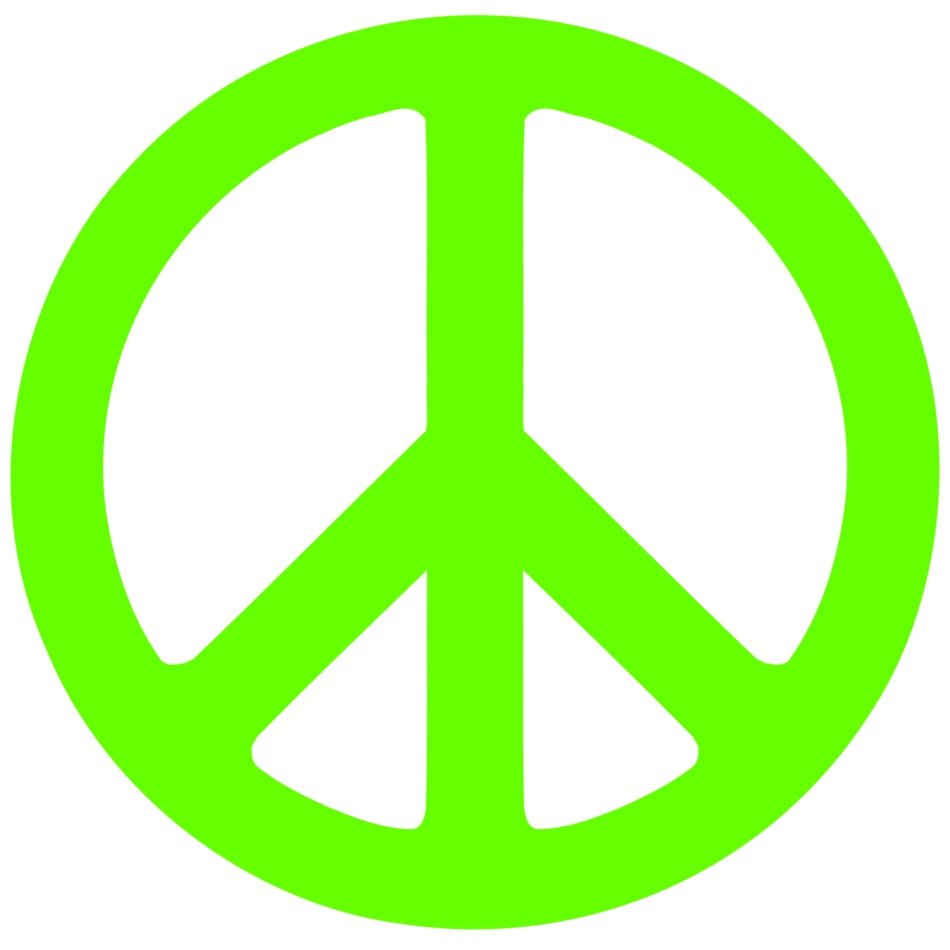 Clip art of Bright Green Peace Symbol