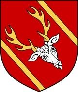 deer head with horns on a red shield