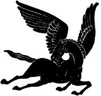 black horse with wings on a white background