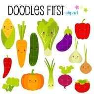 Veggies Cute Vegetables Digital For By Doodlesfirst $299