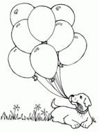 Clipart of the dog and balloons