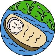 baby on the water as a drawing