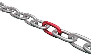 red link among gray chain link