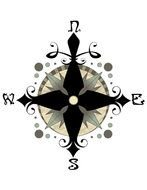 Black compass, sketch of rose