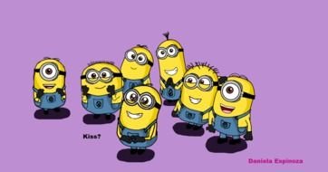 minions on a pink background