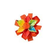 Baby Girl Orange Button Hair Bow Clip