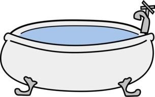 drawing of a bath with water on a black background