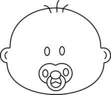 Baby Face With Pacifier drawing