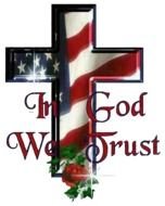 cross with american flag on black