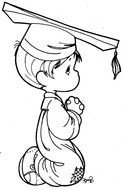 small boy in hat drawing