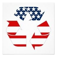 Usa Flag Red White &amp; Blue Recycle Symbol 525x525 Square Paper