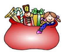 Colorful Christmas Gifts In The Bag Clipart