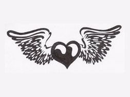 Black White Wings and Heart drawing