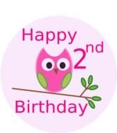 Owl happy 2nd Birthday drawing