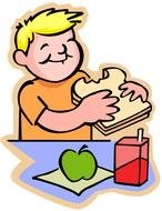 fat child boy Eating At Table, drawing