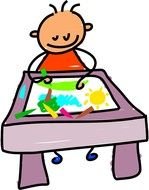 Cartoon child drawing clipart