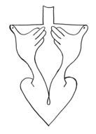 drawn hands on the cross