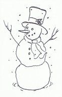 Black and white drawing of the snowman clipart