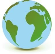 globe with green continents on a white background