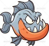 Cartoon Piranha Vector Illustration With Simple Gradients N3