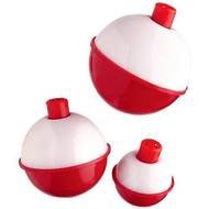 white and red fishing balls