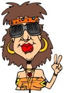 Cartoon Drawing Of A Woman Stuck In Hippie Style