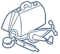 black and white picture of medical instruments