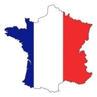 France flag on a map on a white background