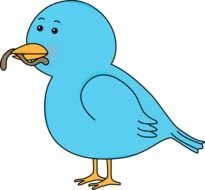Bird Eating A Worm Image Blue