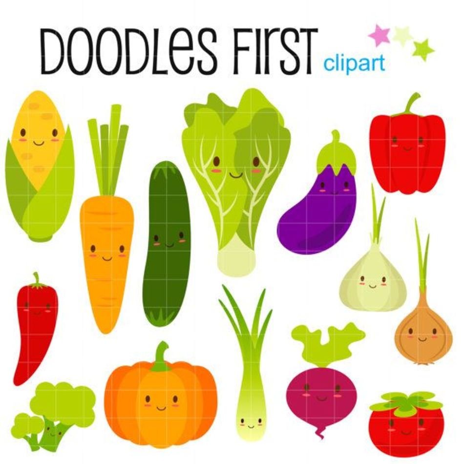 Veggies Cute Vegetables Digital For By Doodlesfirst $299