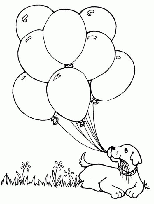 Clipart of the dog and balloons