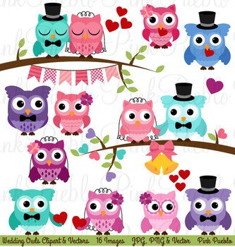 Wedding Owls And Vectors Illustrations On Creative Market