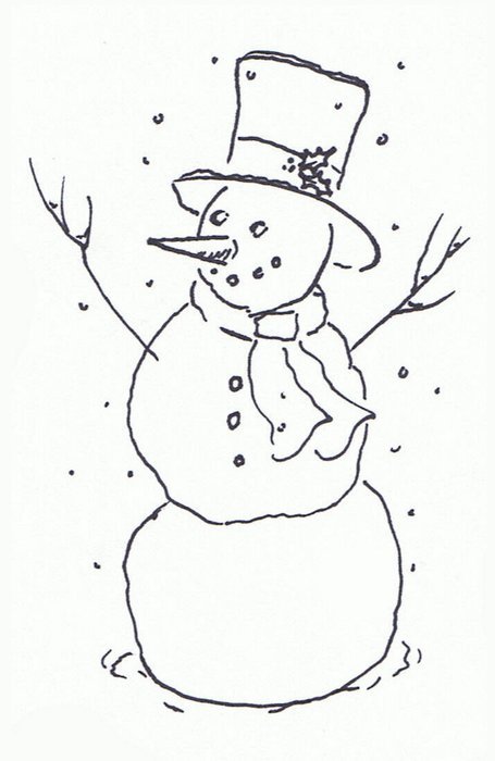 Beautiful black and white drawing of the snowman with the clothes ...