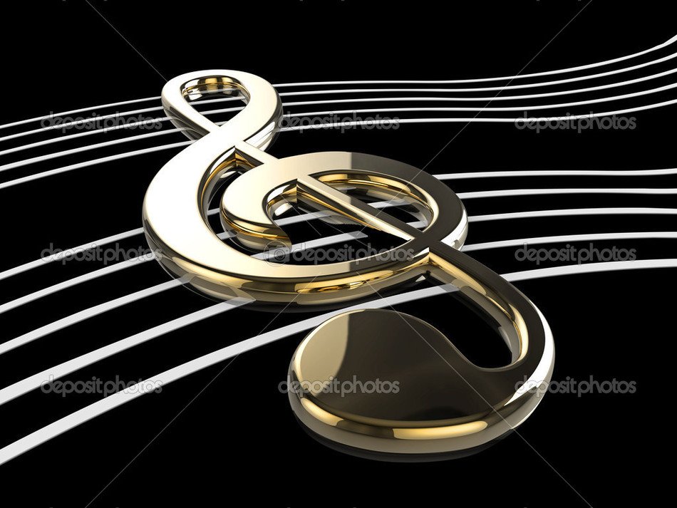 treble clef in the margins on a black background