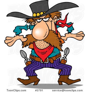 Cartoon Western Gunslinger Cowboy 3701 By Ron Leishman