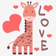 picture with a giraffe and hearts