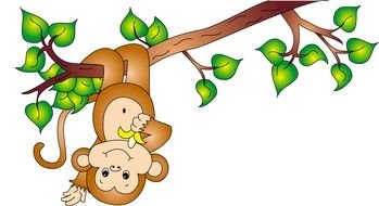 Clip art of Monkey on a tree