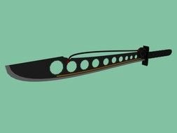 black machete on a green background