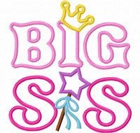 Instant Download Big Sister With Crown Applique Machine Embroidery