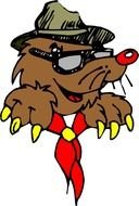 Cartoon mole with the hat clipart