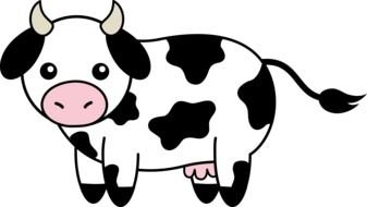 drawn black and white cow