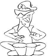 black and white drawing of a happy man for coloring