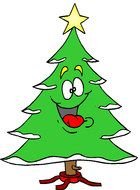 cartoon smiling christmas tree