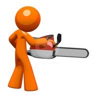 figure with a chainsaw drawing