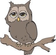 drawing of an owl on a branch