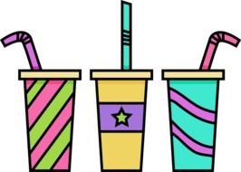 Clip Art, three colorful cups with Drinks