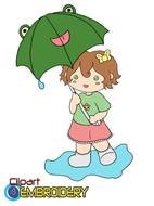 girl with umbrella frog drawing