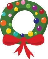 Christmas wreath with toys and a red bow