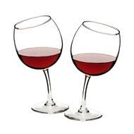 drawn two curved glasses with red wine