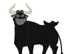 cartoon black bull with sharp horns